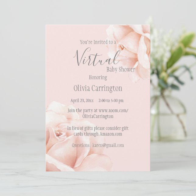 Invitation Baby shower de script Roses Roses Roses Roses Rose (Debout devant)