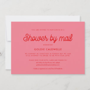 Invitation Baby shower de script vintage Pink Retro par courr