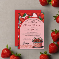 Baby shower de seau rose sucré aux fraises