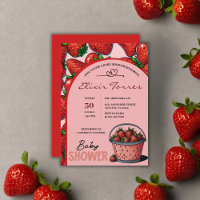 Baby shower de seau rose sucré aux fraises
