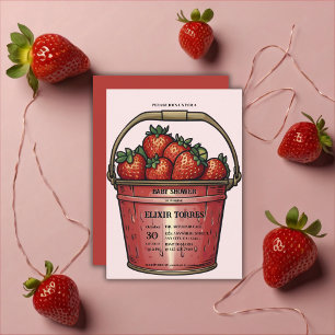 Invitation Baby shower de seau sucré aux fraises