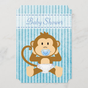 Invitation Baby shower de singe bleu c'est un garçon Invitati
