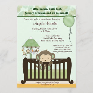 Invitation Baby shower de singe CJ GREEN