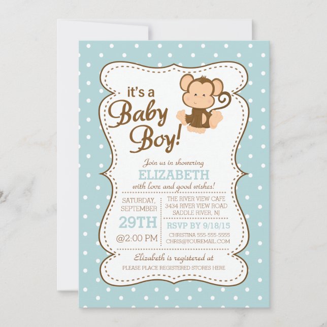 Invitation Baby shower de singe de Jungle moderne  (Devant)