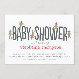 Invitation Baby shower de singe doux et sot