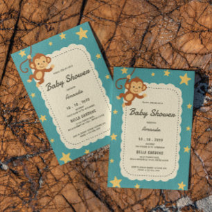 Invitation Baby shower de singe mignon