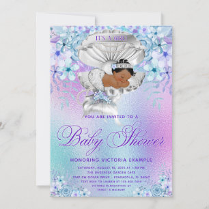 Invitation Baby shower de sirène africaine rose pourpre