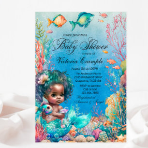 Invitation Baby shower de sirène de peau foncée