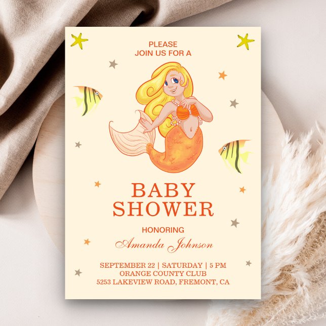 Invitation Baby shower de sirène de petite taille  (Créateur téléchargé)