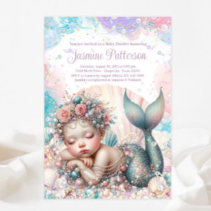 Invitation Baby shower de sirène dormant doux