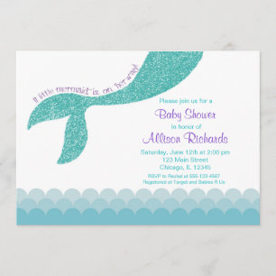 Invitation Baby shower de sirène invitation, aqua violet turq