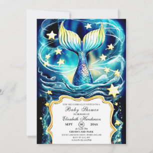 Invitation Baby shower de sirène marine aquarelle