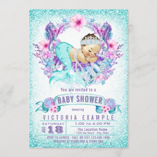 Invitation Baby shower de sirène mignonne pour bébé Invitatio