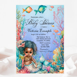 Invitation Baby shower de sirène noire