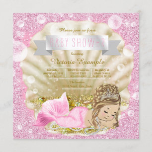 Invitation Baby shower de sirène rose