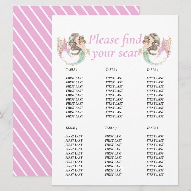 Invitation Baby shower de sirène sous la mer Tableau (Devant / Derrière)