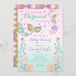 Invitation Baby shower de sirènes Douche en or ros