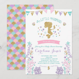 Invitation Baby shower de sirènes rose Turquoise v