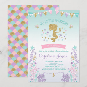 Invitation Baby shower de sirènes rose Turquoise v
