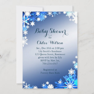 Invitation Baby shower de Snowflakes en bleu