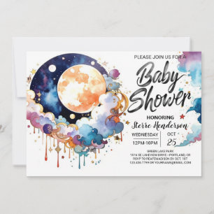 Invitation Baby shower de soie céleste d'aquarelle