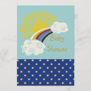 Invitation Baby shower de soleil et d'arc-en-ciel