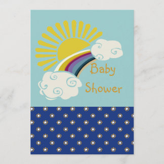 Invitation Baby shower de soleil et d'arc-en-ciel