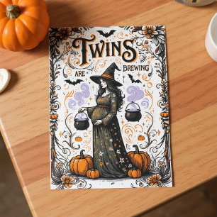 Invitation Baby shower de sorcière d'Halloween - Les jumeaux 