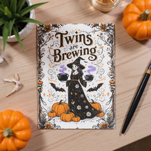 Invitation Baby shower de sorcière d'Halloween - Les jumeaux 