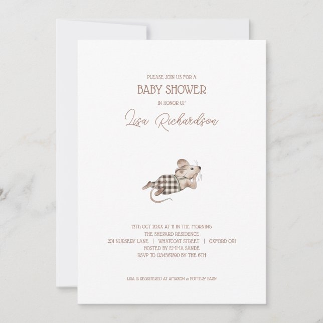 Invitation Baby shower de souris (Devant)