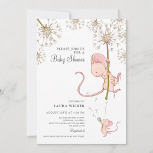 Invitation Baby shower de souris Aquarelle