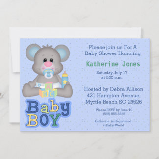 Invitation Baby shower de souris pour bébé mignonn
