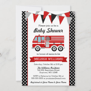 Invitation Baby shower de soute à points Polka pour camion-fe