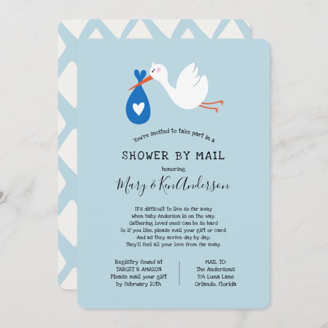 Invitation Baby shower de stockage par courrier (Devant / Derrière)