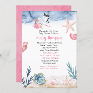 Invitation Baby shower de Stork et Ocean Girl