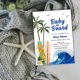 Invitation Baby shower de surf Blue Ocean Wave
