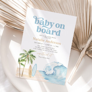 Invitation Baby shower de Surf de plage de bord bébé