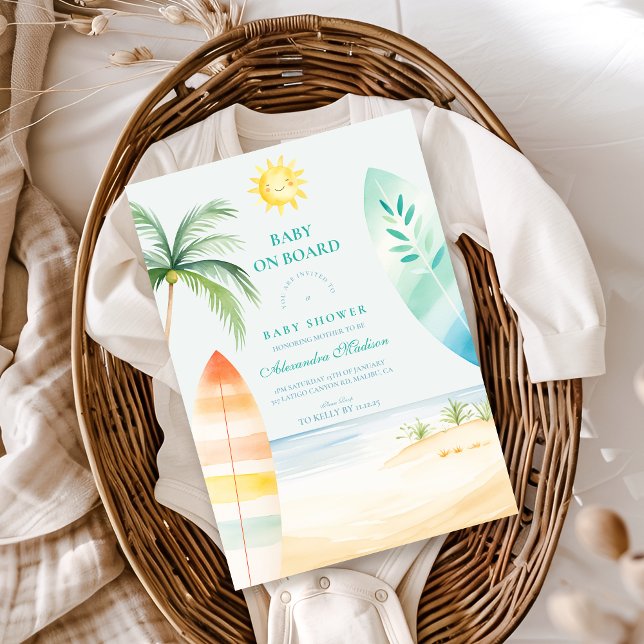 Invitation Baby shower de Surf de plage de bord bébé (Créateur téléchargé)