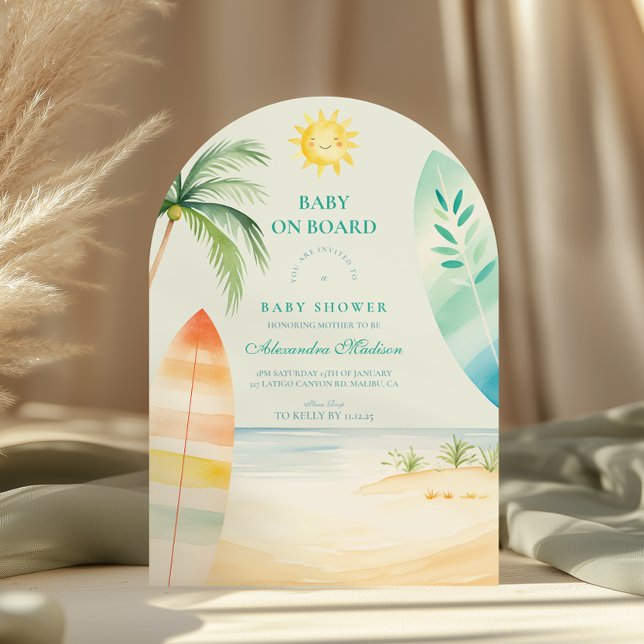Invitation Baby shower de Surf de plage de bord bébé (Créateur téléchargé)