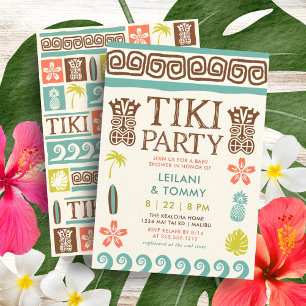 Invitation Baby shower de Surf de plage Tropical Retro Tiki P