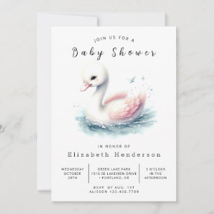 Invitation Baby shower de Swan numérique Pastel
