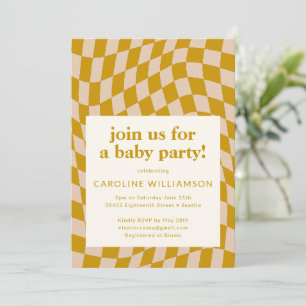 Invitation Baby shower de tableau de bord Abstrait jaune rétr