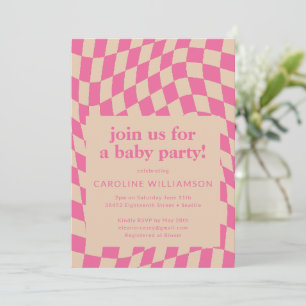 Invitation Baby shower de tableau de bord Abstrait rose rétro