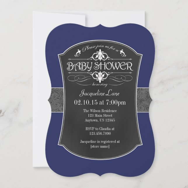 Invitation Baby shower de tableau de bord bleu de  (Devant)