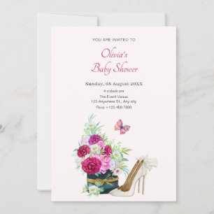 Invitation Baby shower de talons de bouquet fleuri