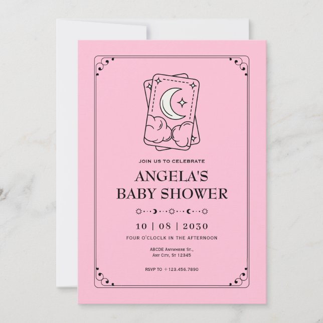 Invitation Baby shower de tarte rose (Devant)