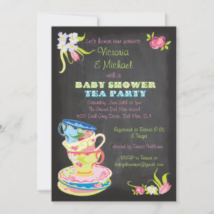 Invitation Baby shower de tasses à thé empilées victoriennes