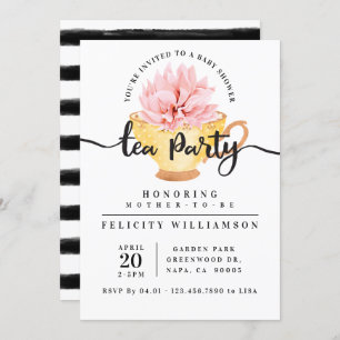 Invitation Baby shower de Teacup Jaune Tea Party