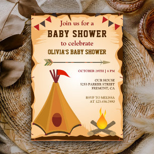 Invitation Baby shower de Teepee de la tribu des Boho d'Améri