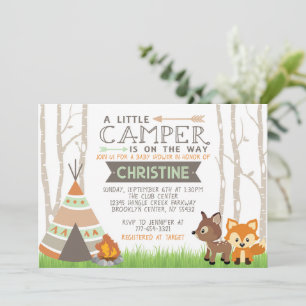 Invitation Baby shower de Teepee de Woodland